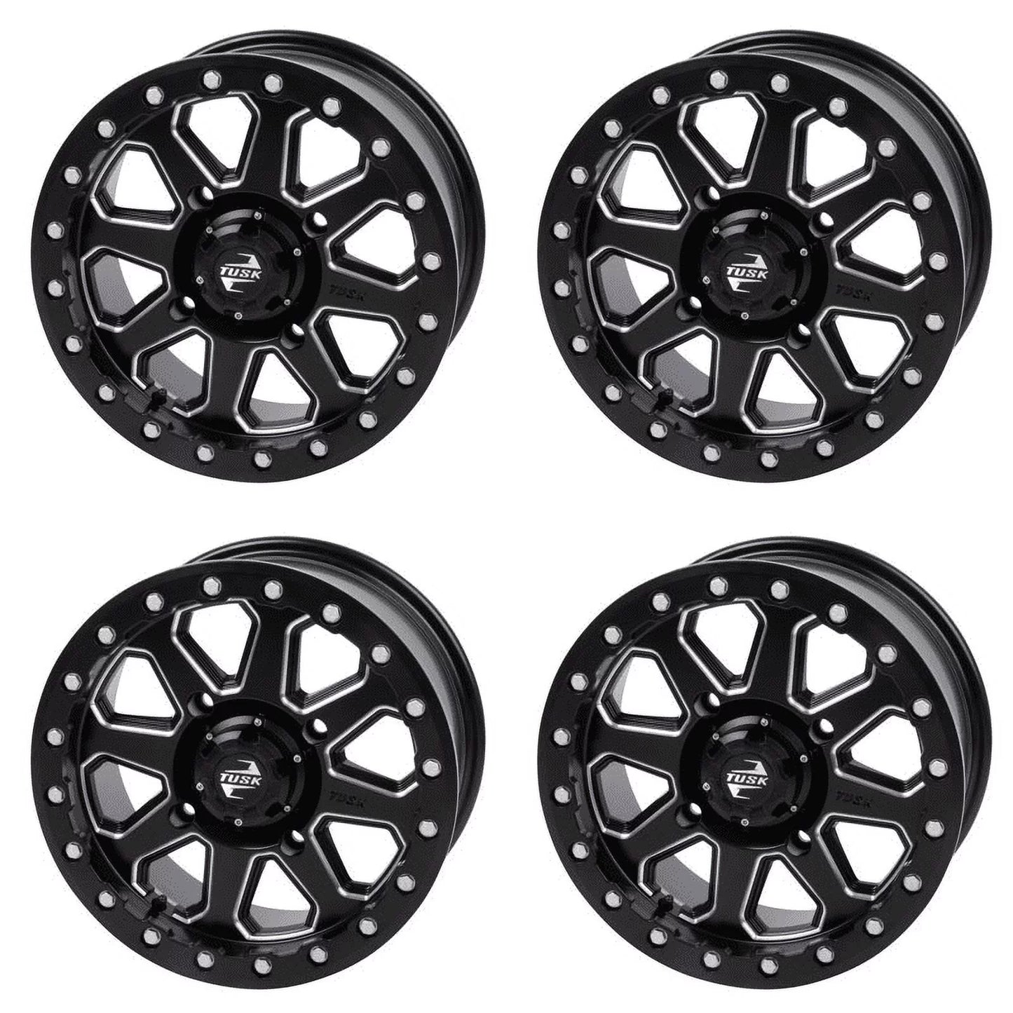 (4 Pack) 4/137 Tusk Uinta Beadlock Wheel 15X7 4.0 + 3.0 Dark For Can-Am Defender Hd10 Pro Dps 2020-2023