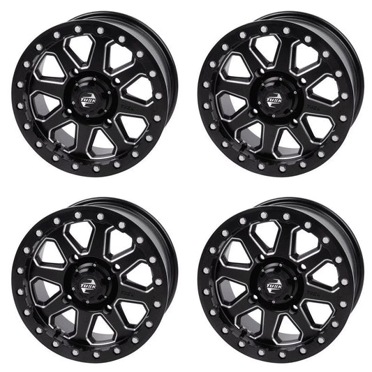 (4 Pack) 4/137 Tusk Uinta Beadlock Wheel 15X7 4.0 + 3.0 Dark For Can-Am Defender Hd10 Pro Dps 2020-2023